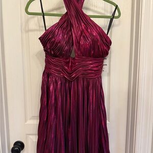 Elegant Pink Halter Mini Dress